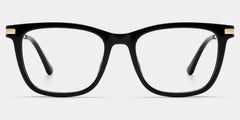 Selena Rectangle Black and Gold Frame Glasses | ZEELOOL