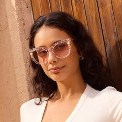 Transparent Pink Glasses with Pearl and Glitter Stars