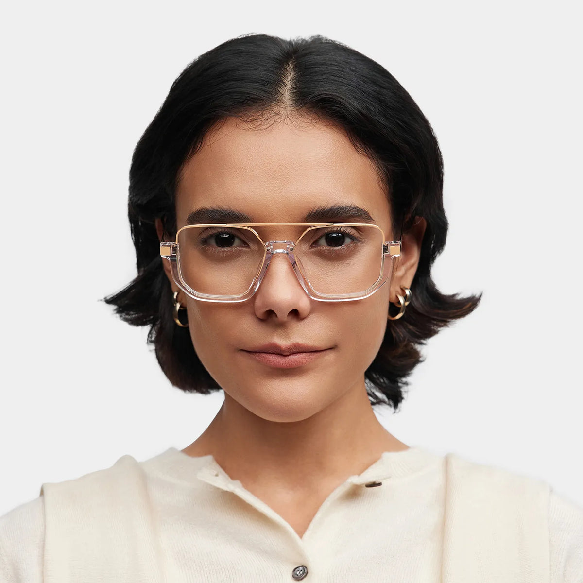 Oromiya Aviator Clear Frame Eyeglasses for Woman| ZEELOOL