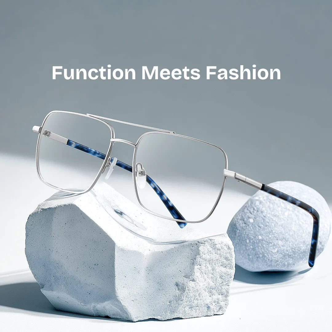 Iris Silver Frame Glasses with Aviator Frame Online | ZEELOOL