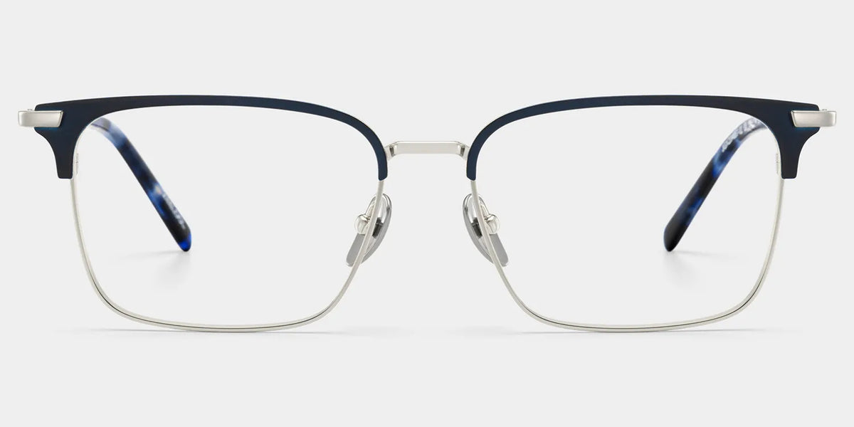 Maxwell Blue Browline Glasses Frames in Titanium for Men | ZEELOOL