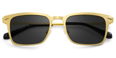 Gold Metal Frame Glasses With a Rectangle Shape