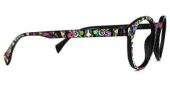 Street-Artist Round Eyeglasses and Purple-Floral Frames