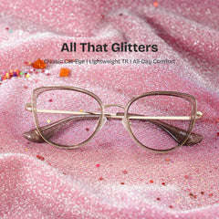 Celine Gray Cat-eye Glasses with Glitter Frames | ZEELOOL