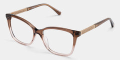 Finnian Square Clear Brown Glasses Frames with Glitter Fabric | ZEELOOL