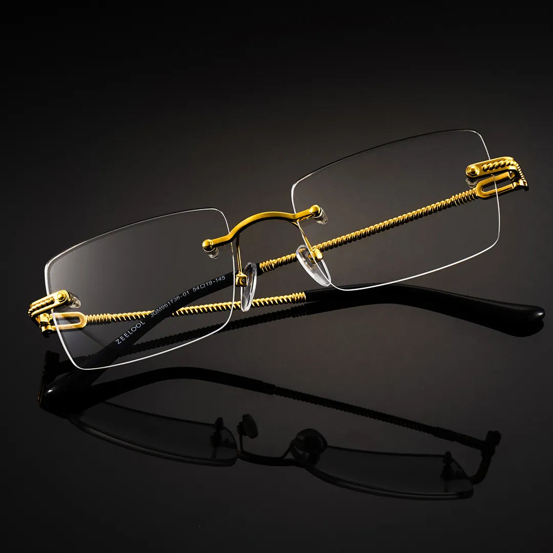 Gold Rimless Eyeglasses Frames With Adjustable Nose Pads