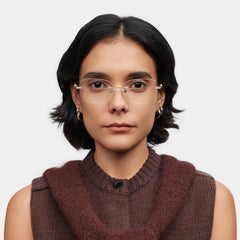 Rectangle Rose Gold Eyeglasses- Seth Metal Frame Glasses