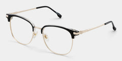 Oversized Browline Glasses With Black and Matte Gold Color