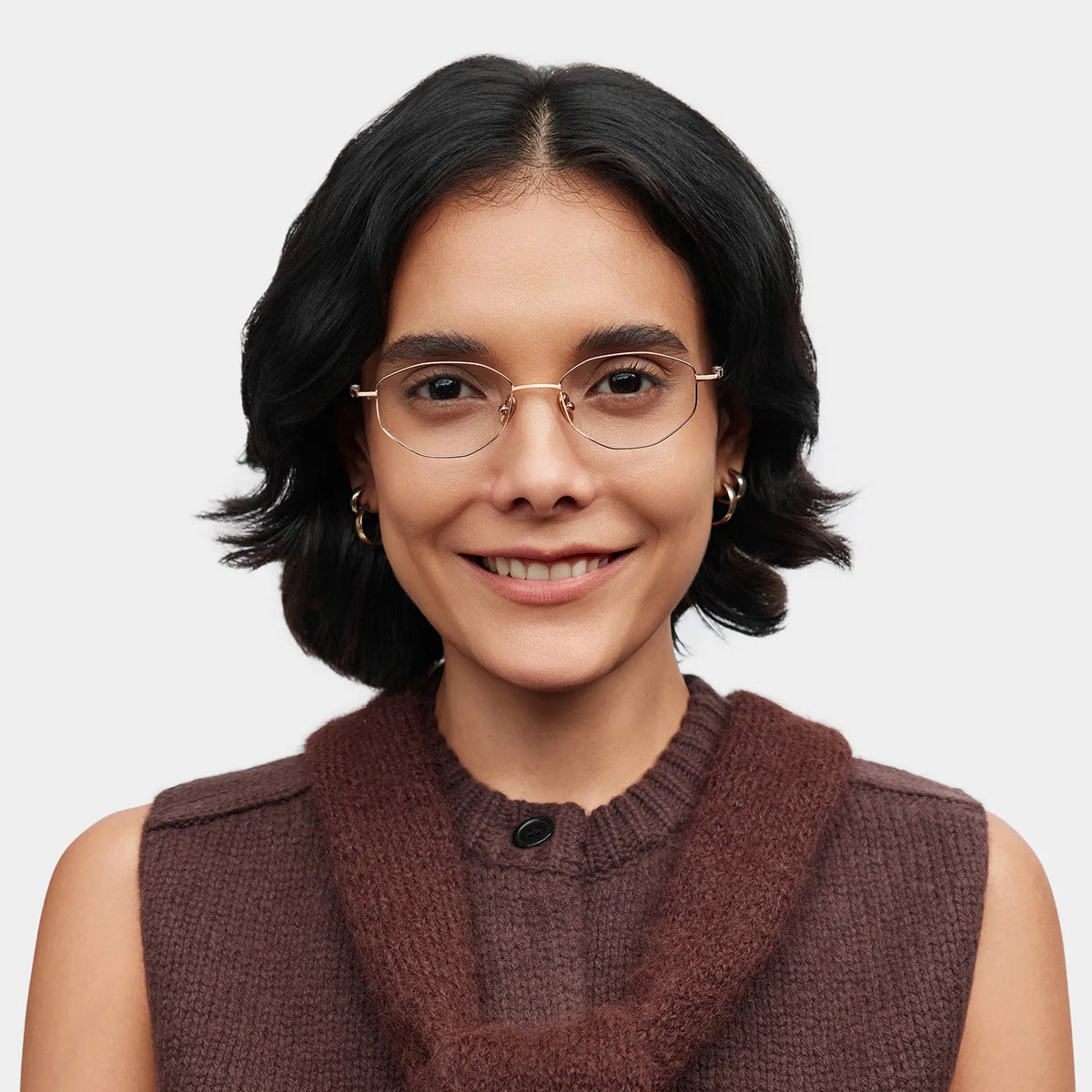 Everett Gold Frame Glasses with Geometric Frame Online |  ZEELOOL