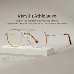 Poppy Gold Aviator Glasses | Striped Varsity Metal