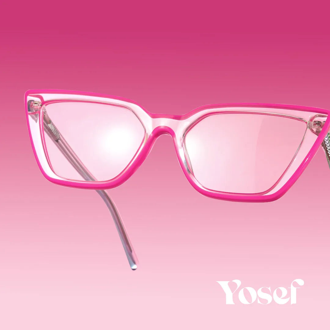 Yosef Eyeglasses, Cyber Bright Pink Cat Eye Frame Glasses