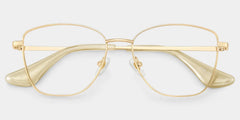 Skyler Square Gold Metal Glitter Frame Glasses | ZEELOOL