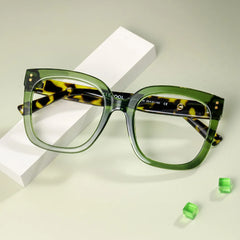 Women's Green Glasses With Square Shape