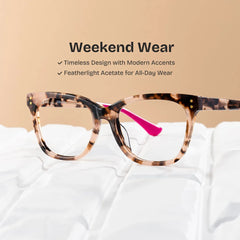 Vivienne Pink Frame Glasses with Rectangle Frame Online | ZEELOOL