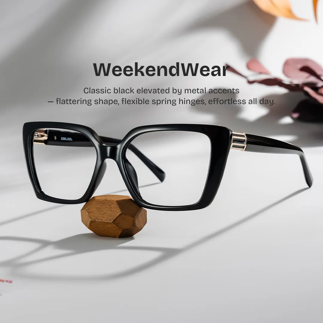 Emery Black Full Rim Geometric Eyeglasses | ZEELOOL