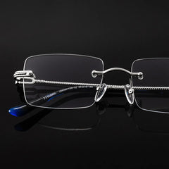 Silver Rimless Eyeglasses Frames With Adjustable Nose Pads