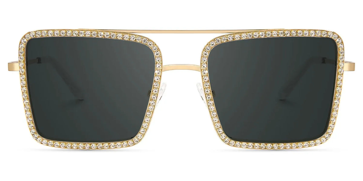Diva Frame Glasses, Gold Glitter Sparkle Square Sunglasses