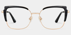 Black Thin Frame Glasses With Metal Material
