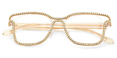 Half Rim Square Glasses With Decorated Shiny Diamonds