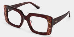 Sable Square Red Maroon Glitter Eyeglass Frames | ZEELOOL