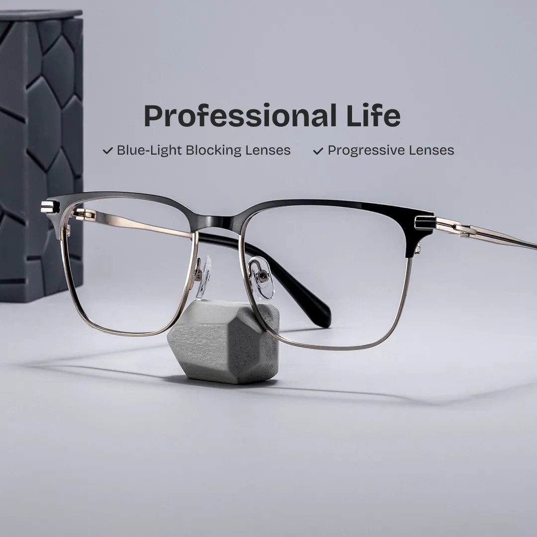 Marshall Gray Rectangle Prescription Glasses | Zeelool