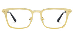 Gold Metal Frame Glasses With a Rectangle Shape