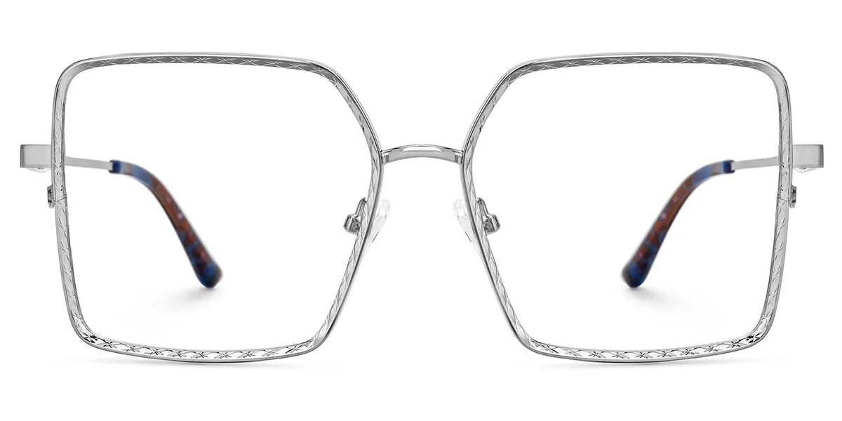Square Toure Sliver Metal Diamond Cut Eyeglasses