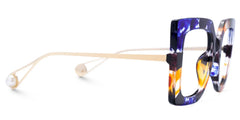 Qatar Square Blue/Black Eyeglasses & Floral Thick Frames