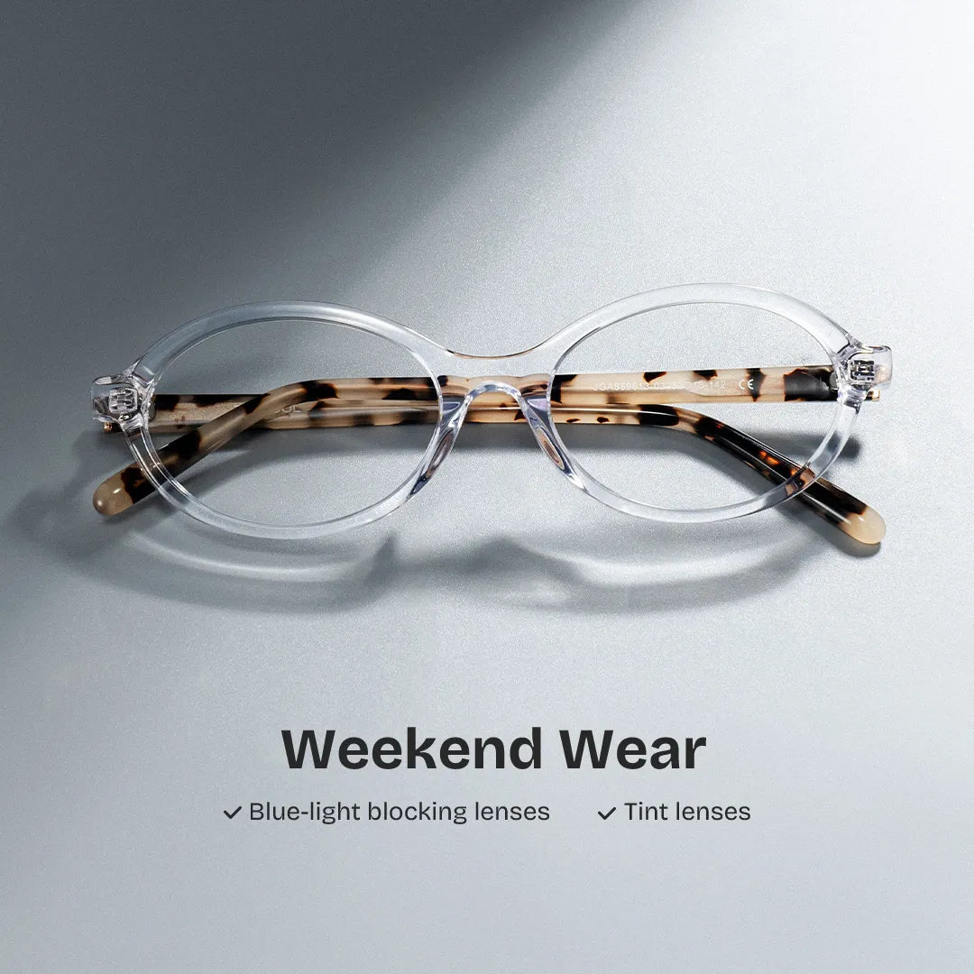 Oval Clear Eyeglasses- Everly Acetate Frame Glasses