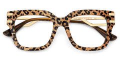 Square Cat-Eye Glasses With Brown Leopard Pattern