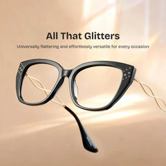 Alma Butterfly Black Glitter Eyeglasses | ZEELOOL