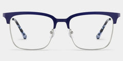 Cleo Blue Silver Frame Glasses with Browline Frame Online | ZEELOOL
