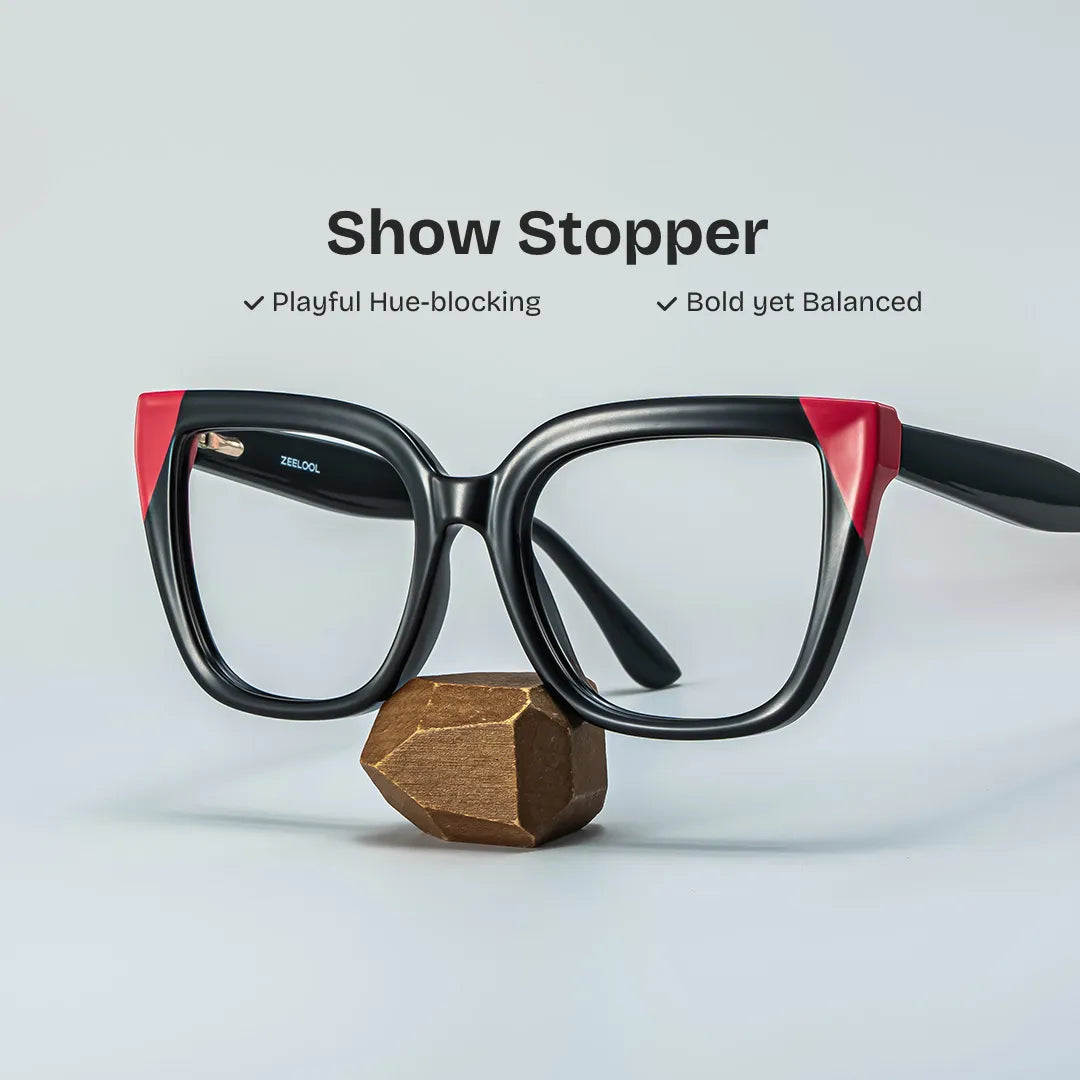 Square Black Pink Eyeglasses- Mirta Acetate Frame Glasses