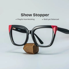 Square Black Pink Eyeglasses- Mirta Acetate Frame Glasses