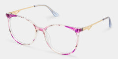 Chanty Floral Eyeglass Frames - Purple Round Mixed Glasses | ZEELOOL