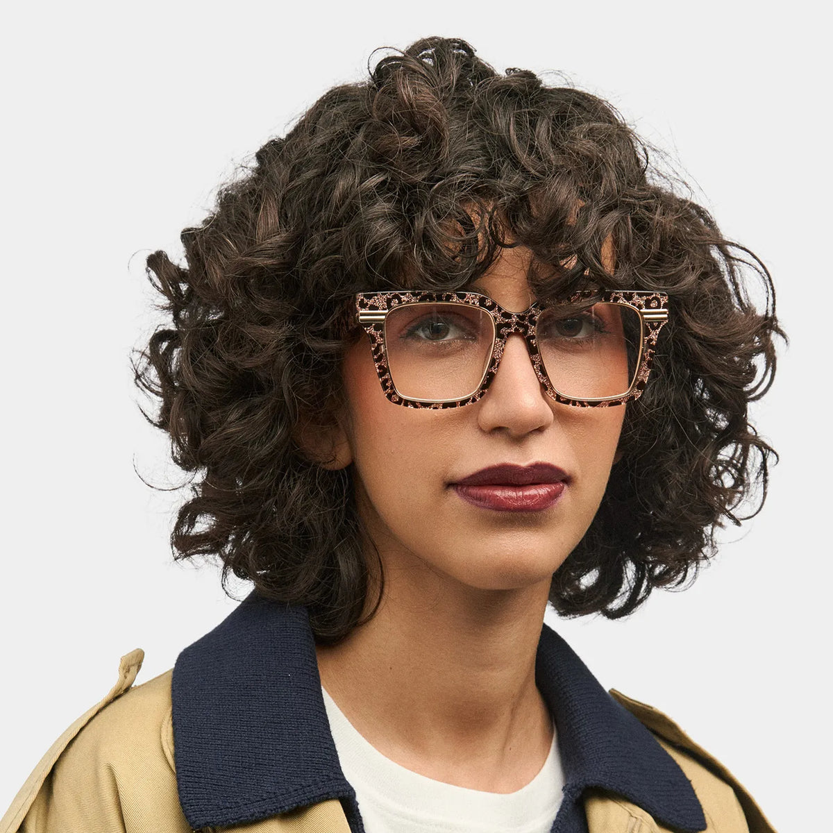 Taylor Square Gold Leopard Frame Glasses for females