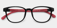 Dale Round Black Red Frame Eyeglasses for Pre-tweens