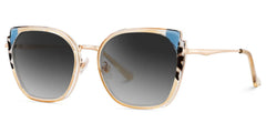 Beige Metal Frame Glasses With Wide Size For Women