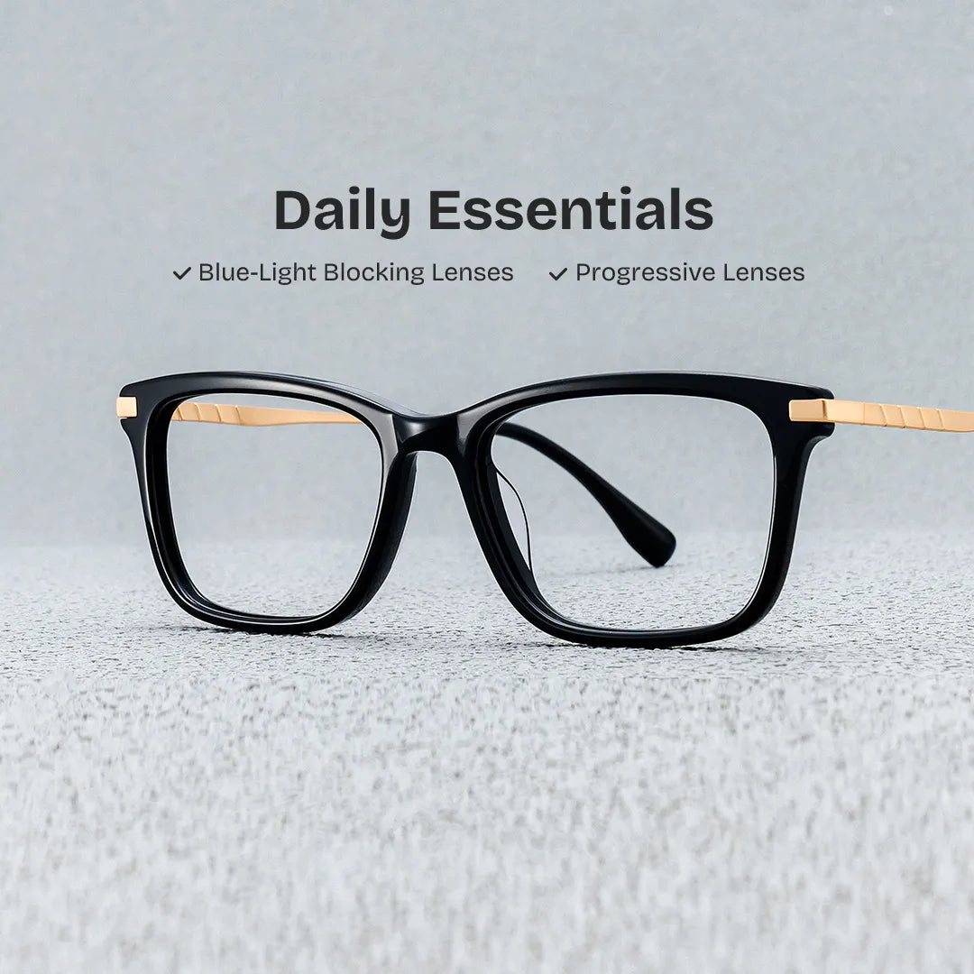 Zane Rectangle Black Color Frame Glasses for Men | Zeelool