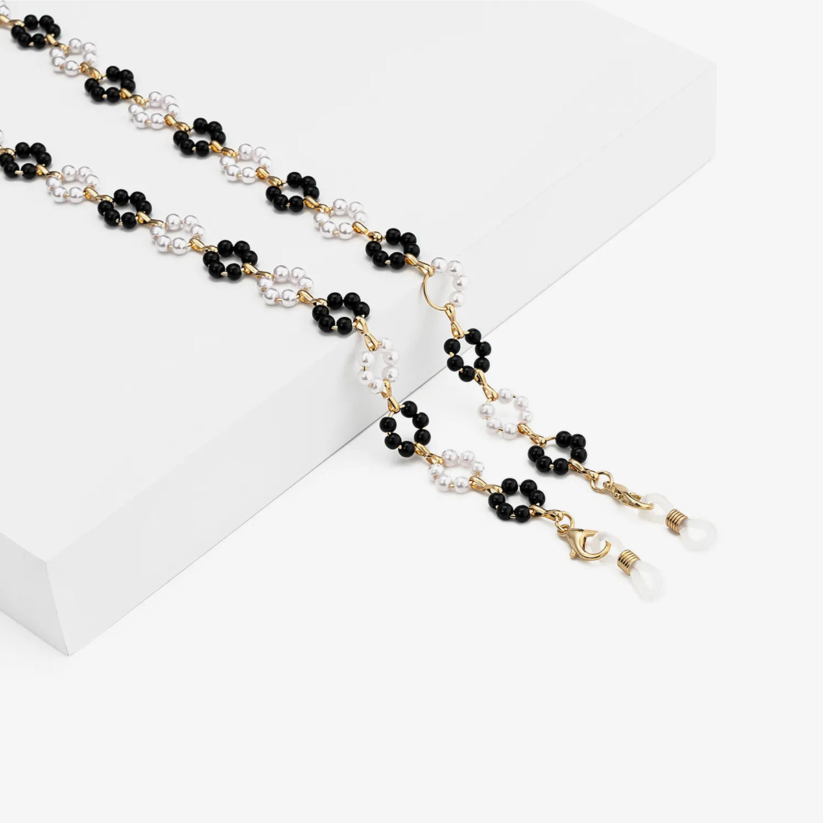 Fashion Black White Flower Eyeglasses Chains Accessories on Zeelool