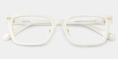 Remy White Rectangle Glasses | Clean Athleisure Style