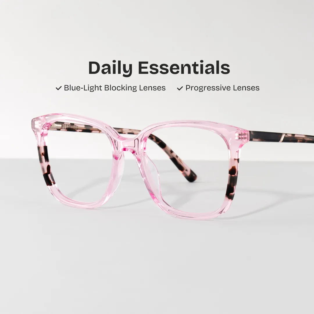 Finnley Acetate Pink Frame Glasses with Square Shape | Zeelool