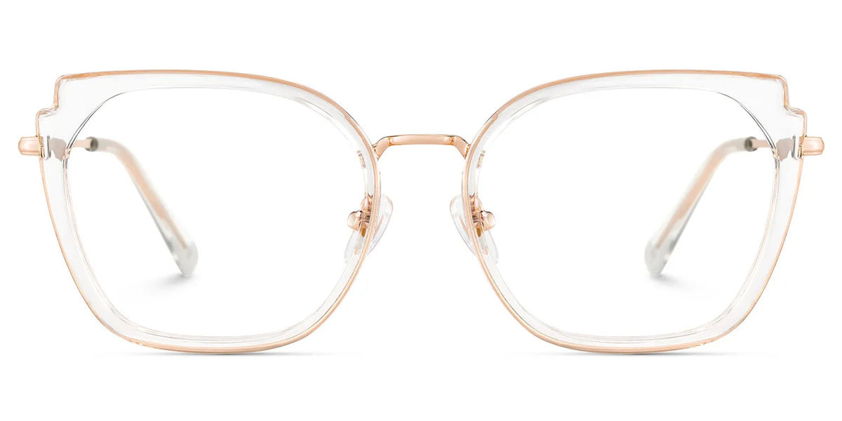 Clear Metal Frame Glasses With Wide Size For Women
