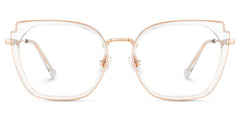 Clear Metal Frame Glasses With Wide Size For Women