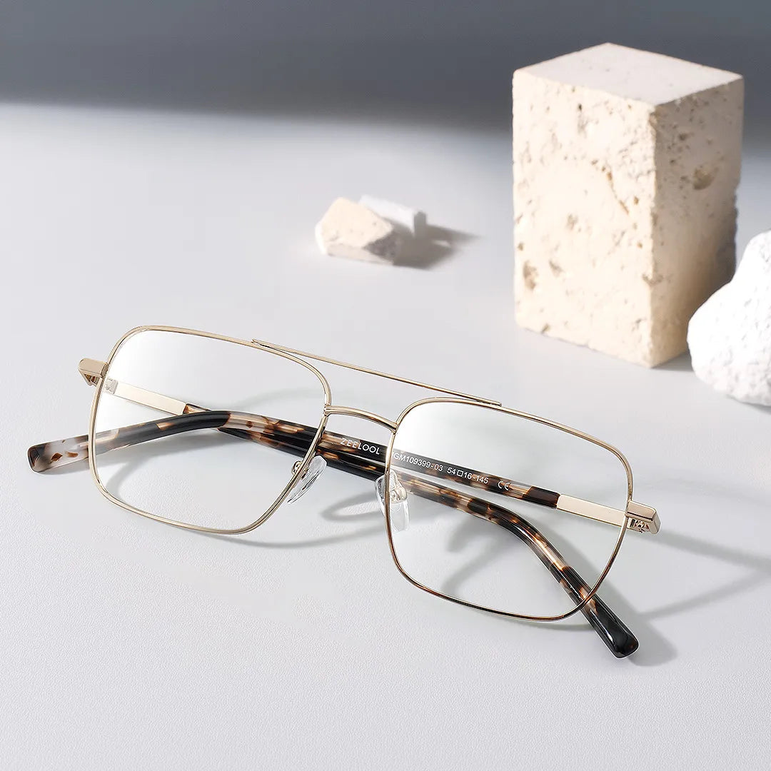 Iris Light Gold Frame Glasses with Aviator Frame Online | ZEELOOL