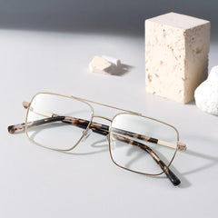 Iris Light Gold Frame Glasses with Aviator Frame Online | ZEELOOL