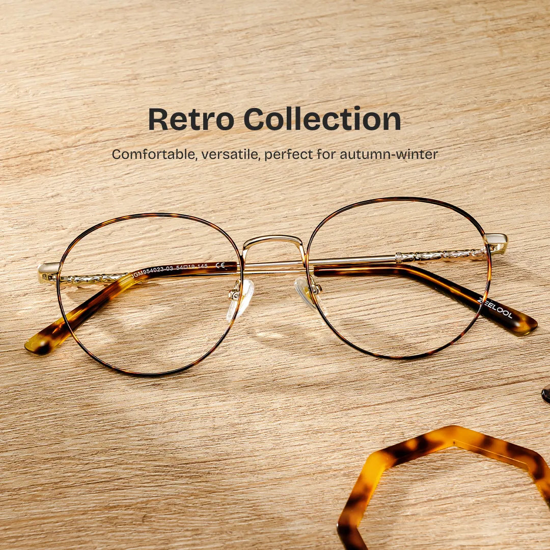 Ian Tortoise Frame Glasses with Round Frame Online | ZEELOOL
