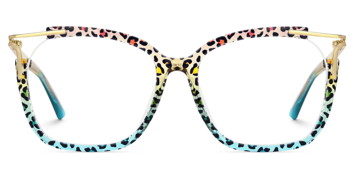 Spring hinges Sidibe Eyeglasses, Sidibe Blue leopard Glasses -Zeelool