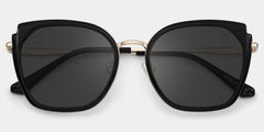 Black Metal Frame Glasses With Wide Size For Women