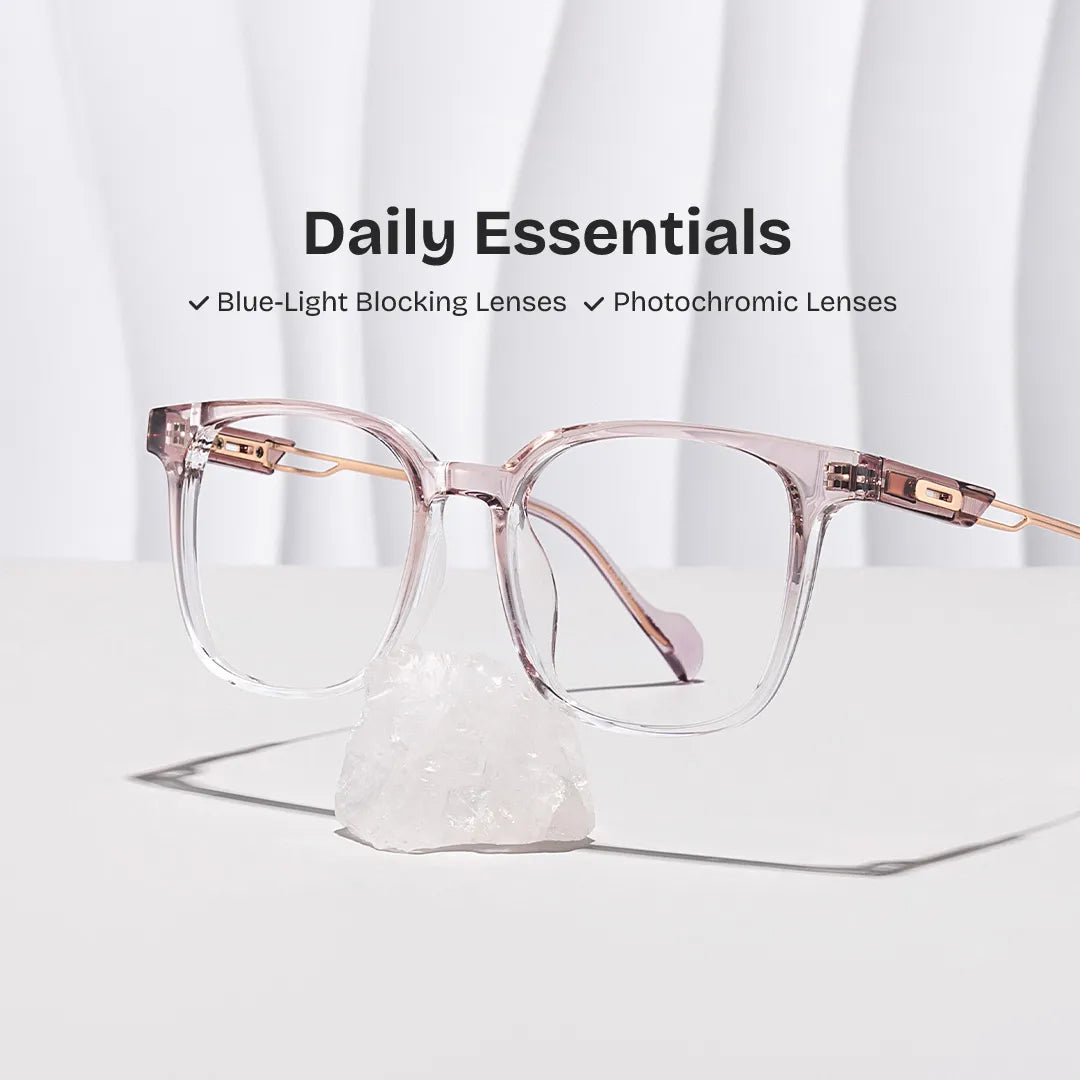 Chloe Pink Square Prescription Glasses | Zeelool